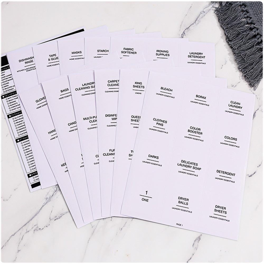 Laundry, cleaning & bathroom labels - mega pack