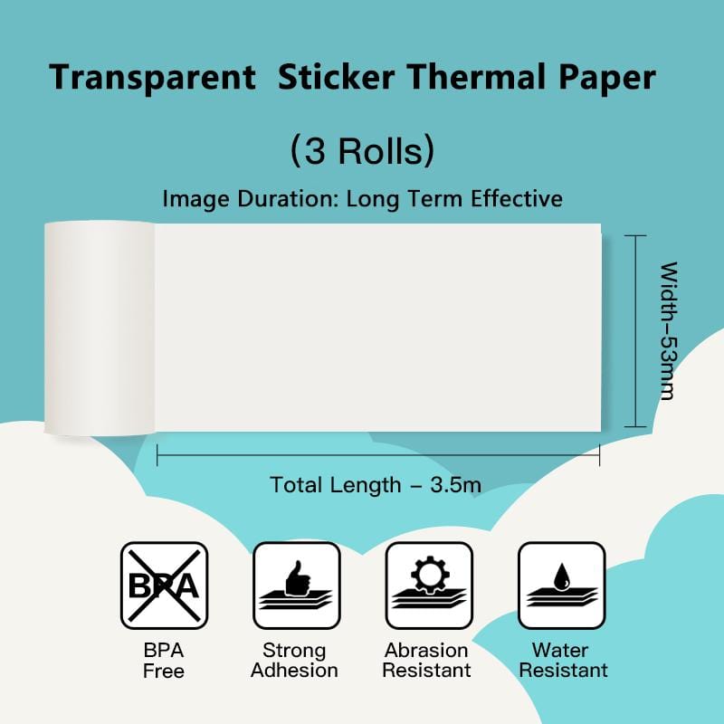 Transparent adhesive paper for the Pocket Printer x 3 rolls