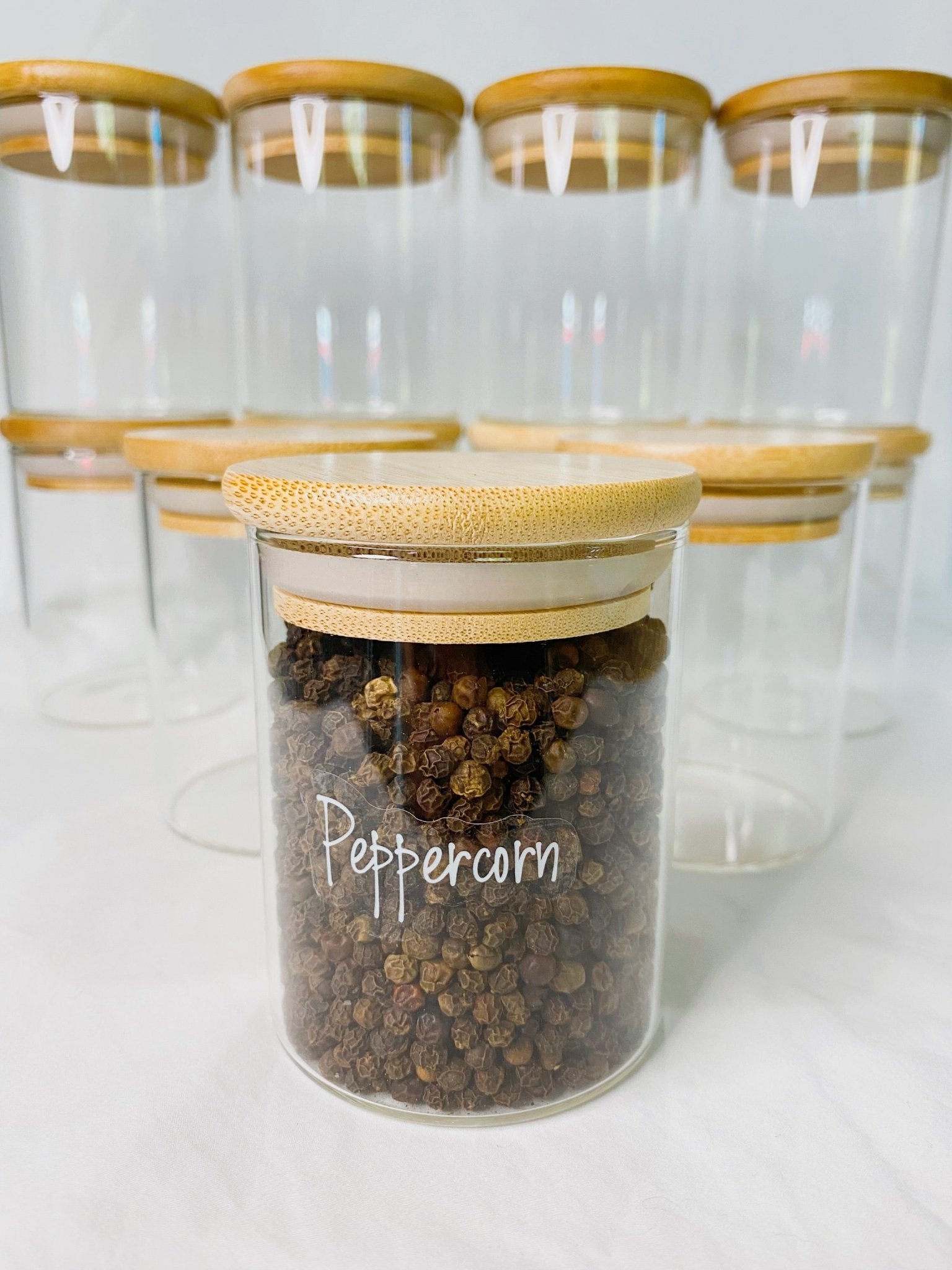 Glass Spice Jars with Bamboo lids - Organisation Station AU