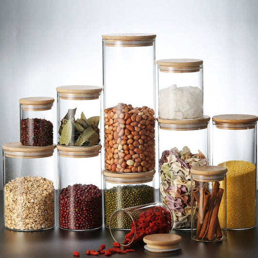 Medium size Glass & Bamboo Jars - Organisation Station AU