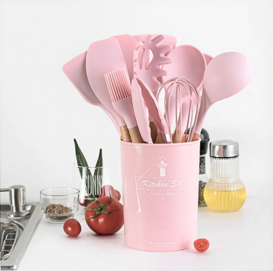 Pink Kitchen Utensil Set