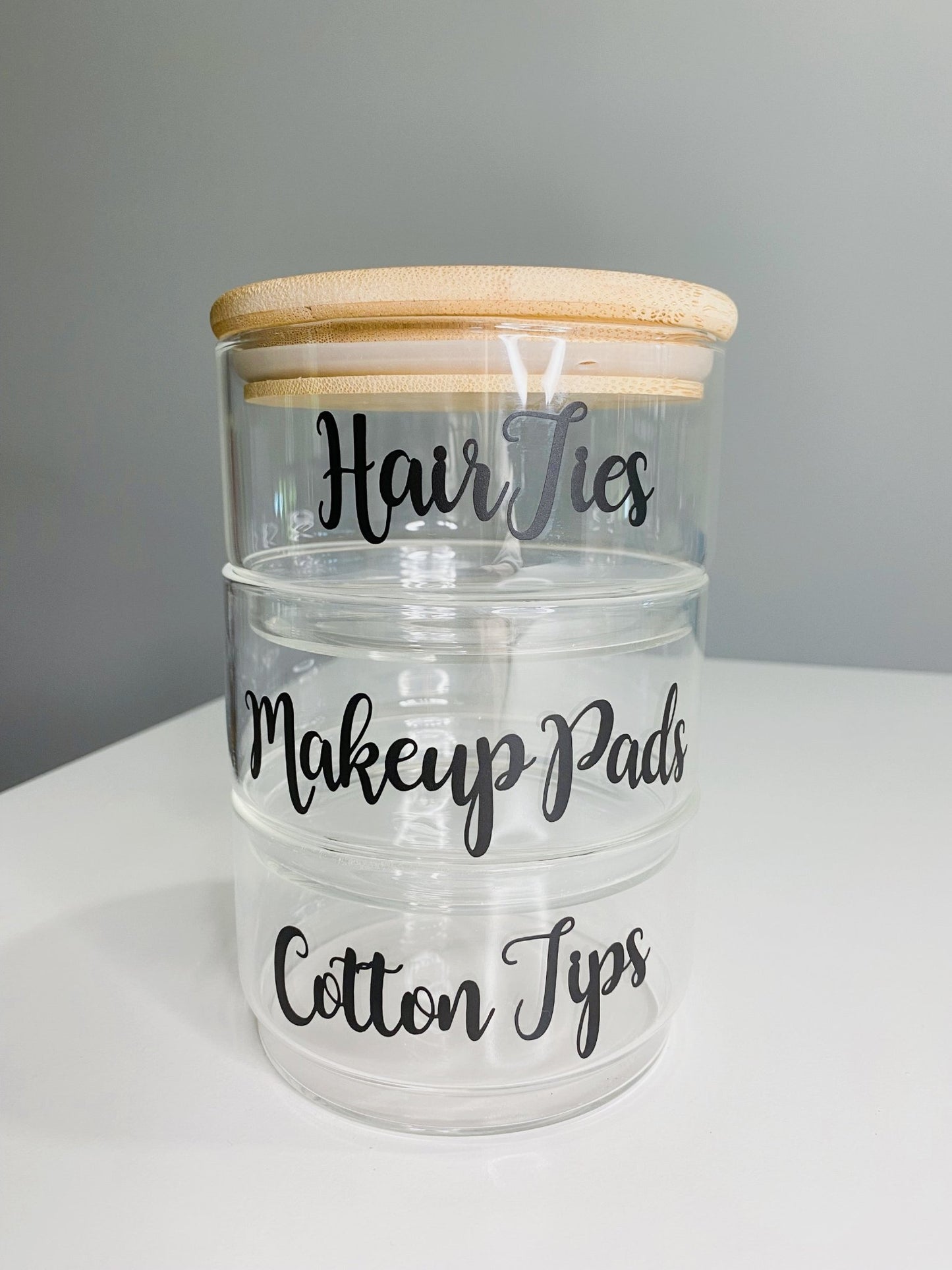 Stackable Glass Jars with Bamboo Lid - Organisation Station AU