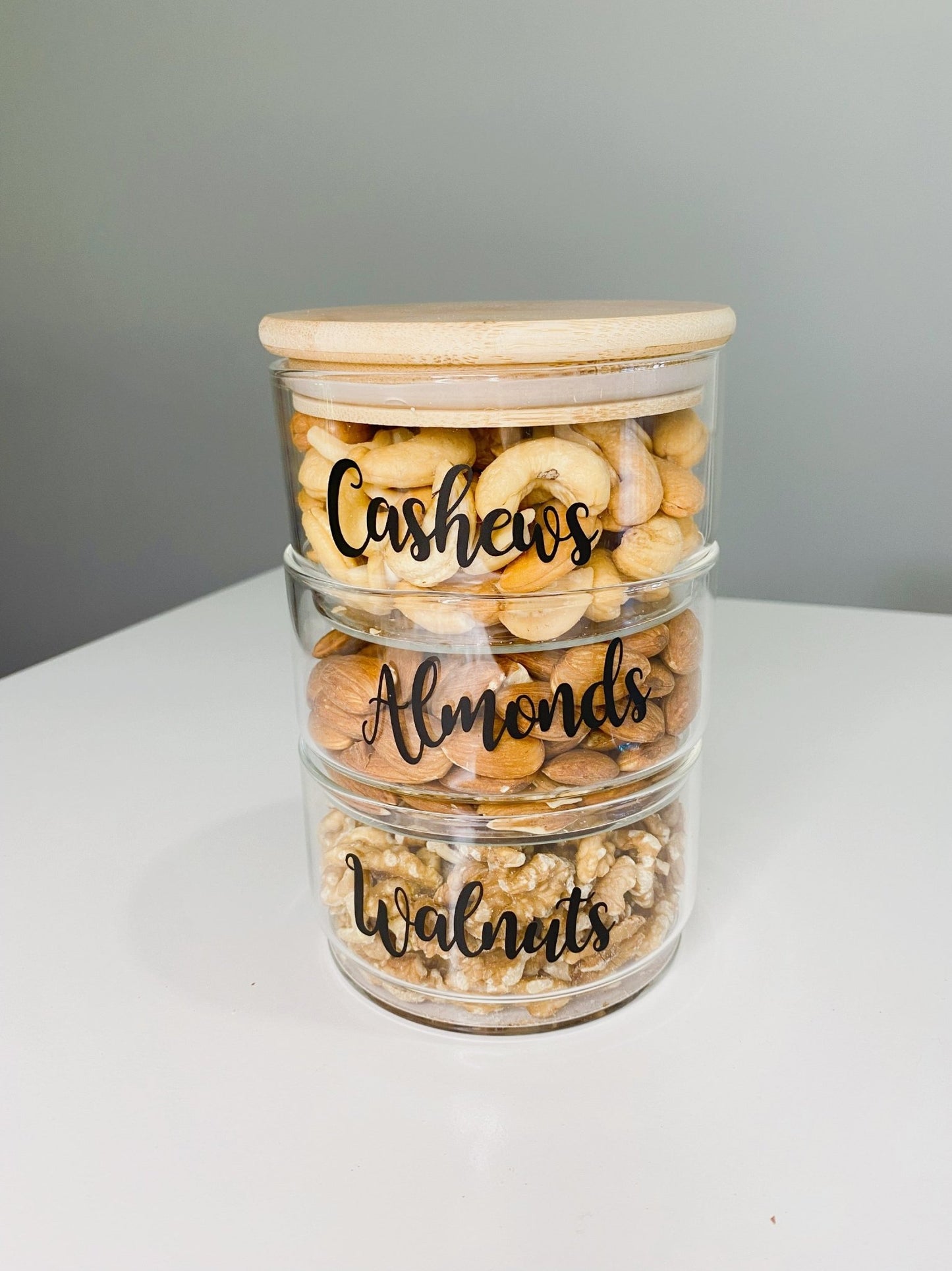 Stackable Glass Jars with Bamboo Lid - Organisation Station AU