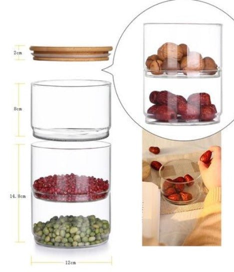 Stackable Glass Jars with Bamboo Lid - Organisation Station AU