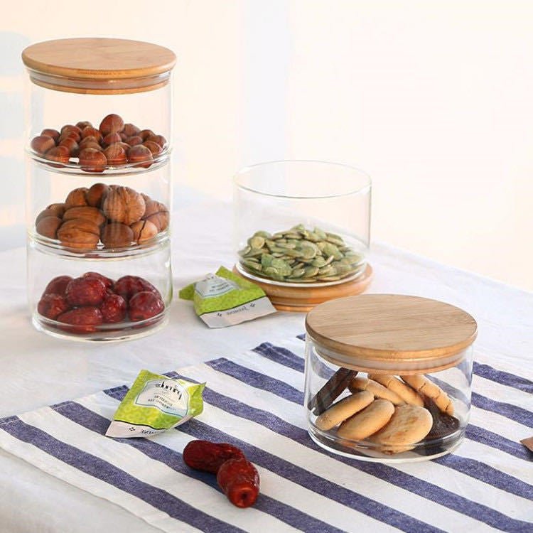Stackable Glass Jars with Bamboo Lid - Organisation Station AU