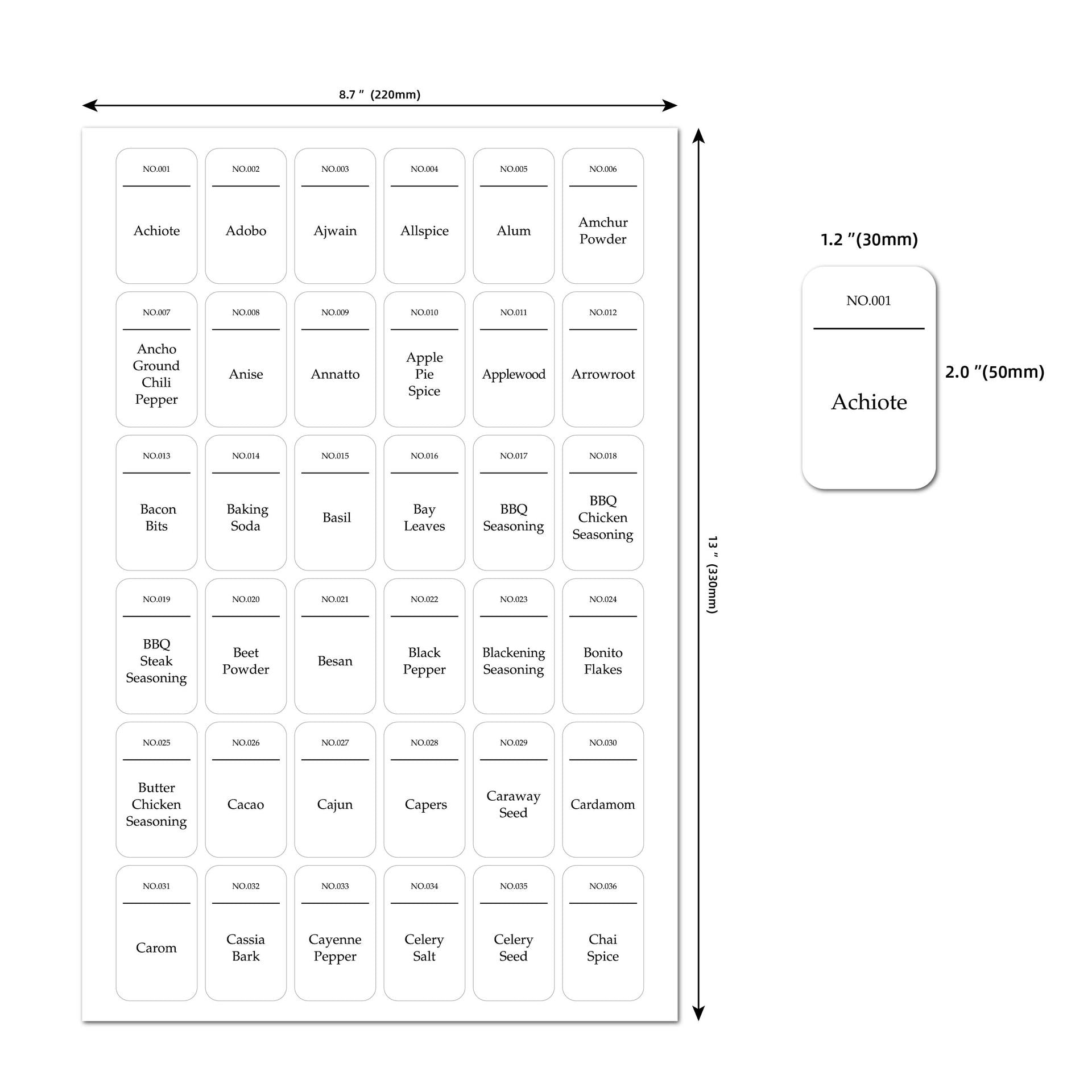 White Spice Labels 216 Value Pack - Organisation Station AU