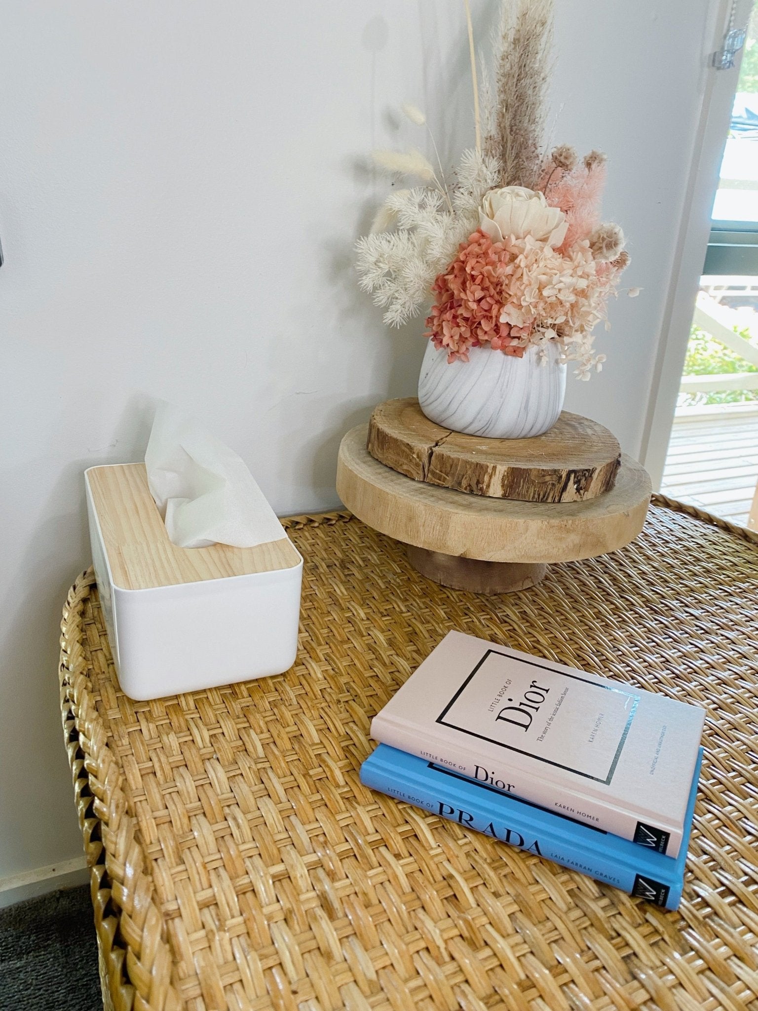 White Tissue Box with Wooden Lid - Organisation Station AU