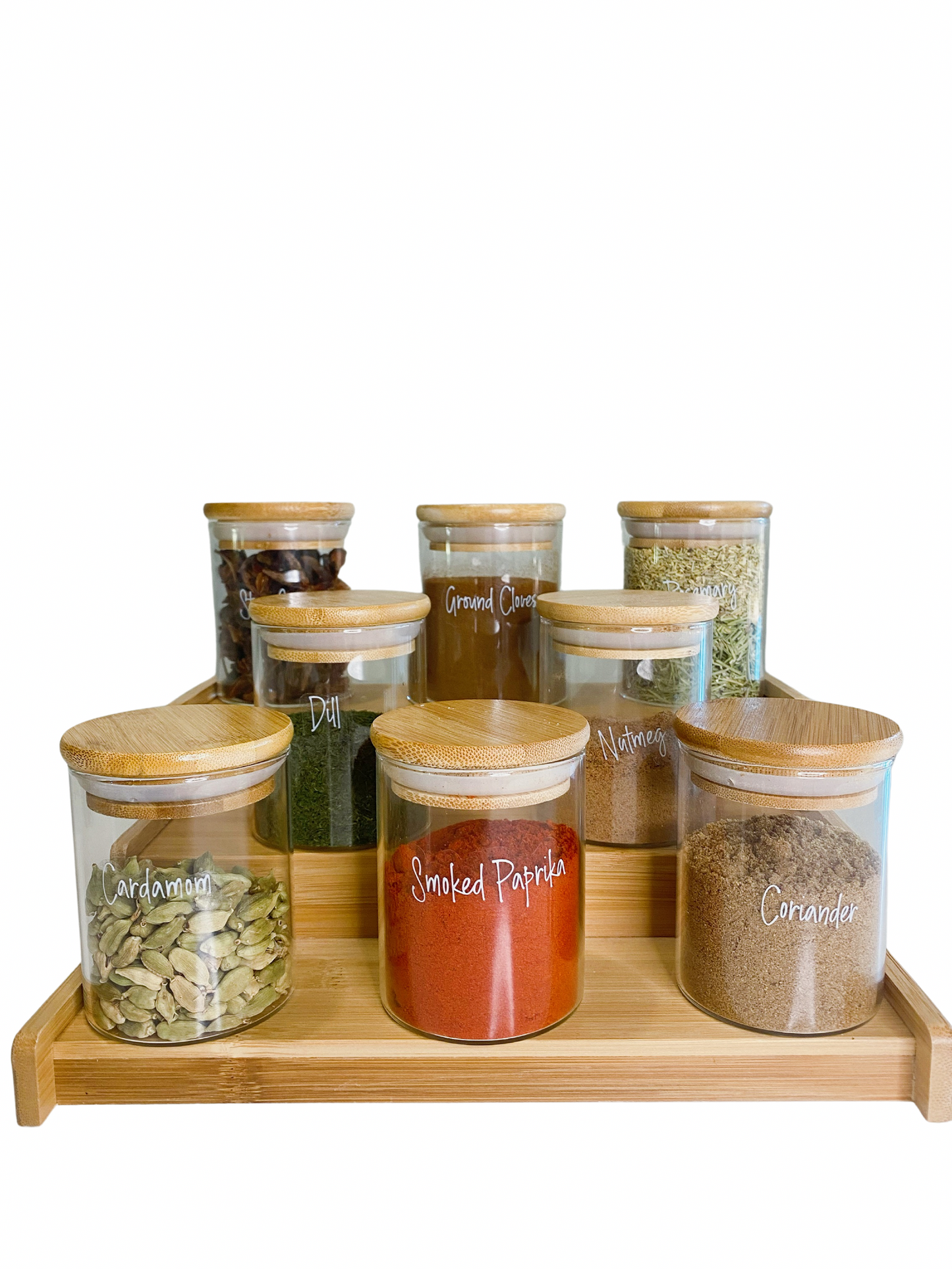 Individual Glass Spice Jars with Bamboo lids