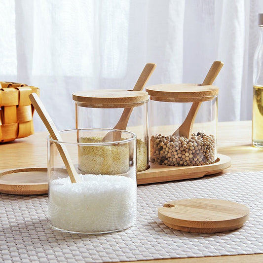 Bamboo Glass Jar Set - Organisation Station AU