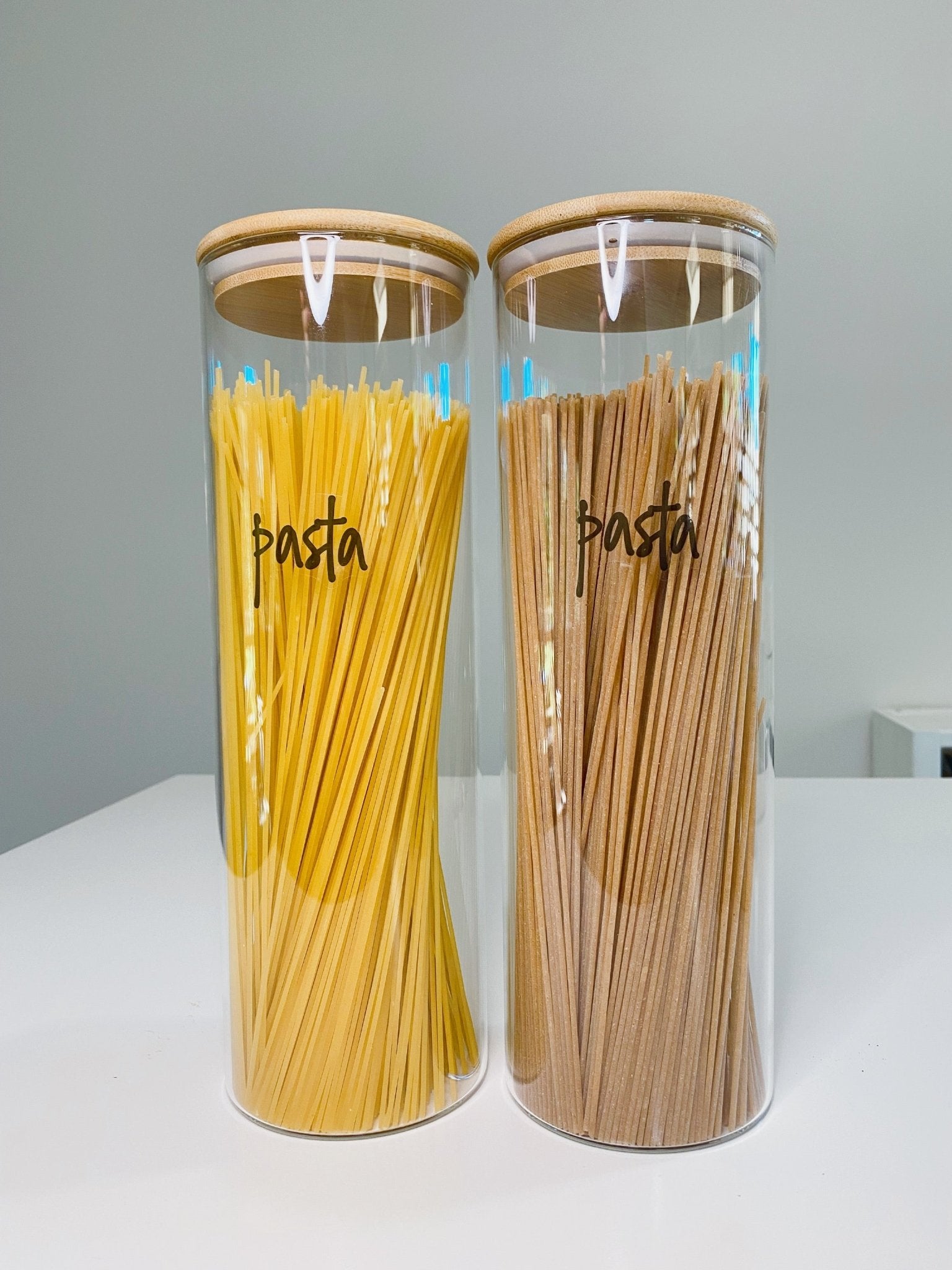 Large Glass Pasta Jar with Bamboo lid - Organisation Station AU