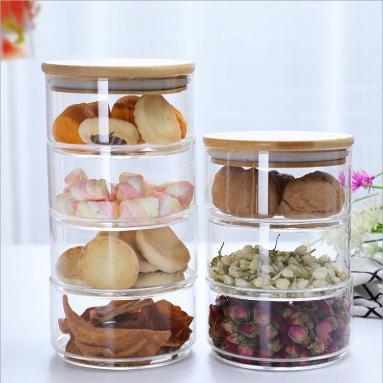 Stackable Glass Jars with Bamboo Lid - Organisation Station AU