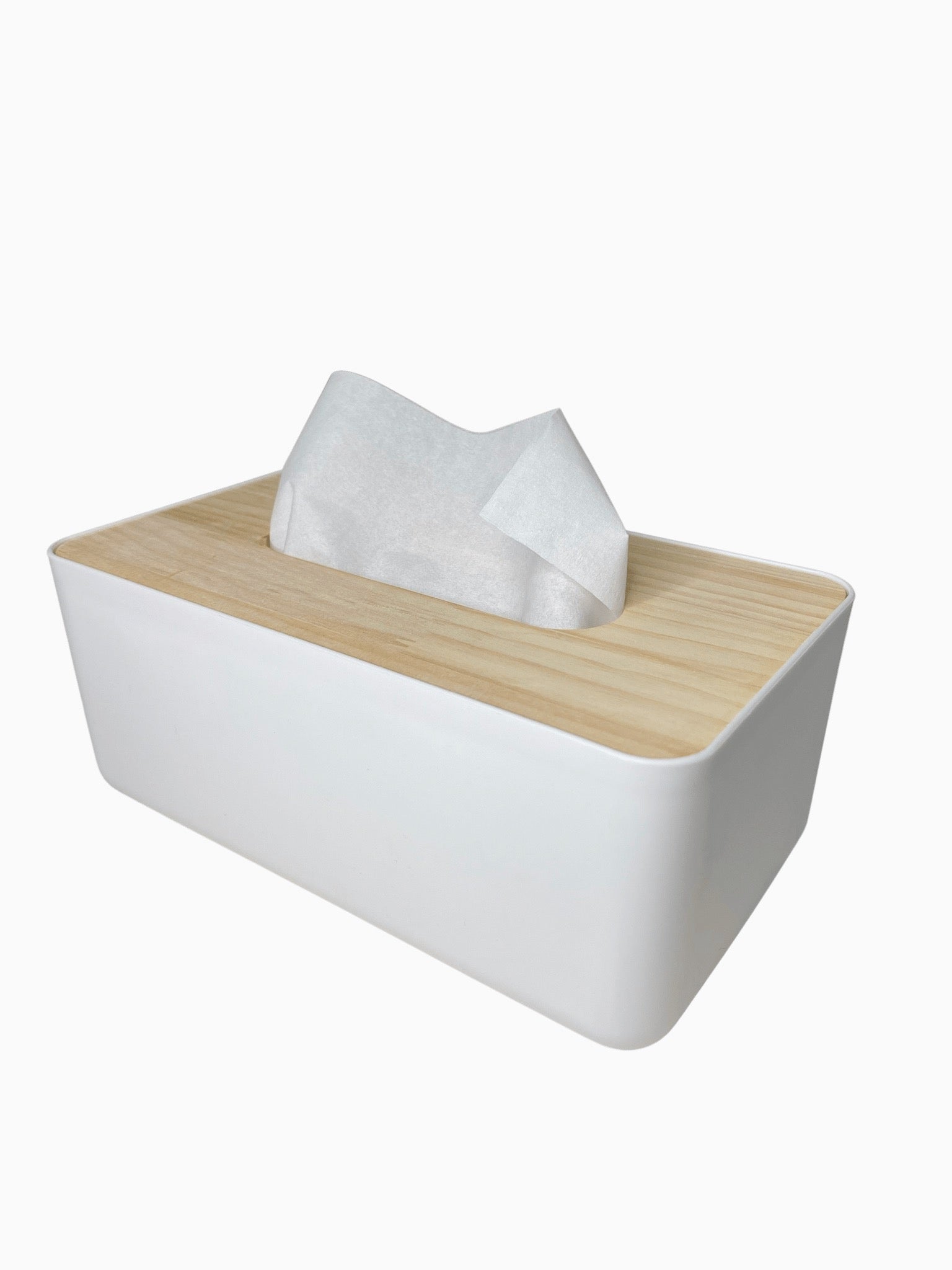 White Tissue Box with Wooden Lid - Organisation Station AU